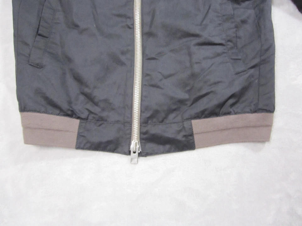 Chaqueta AllSaints Para Hombre Pequeña Negra Bombardero Cremallera Completa Acanalada Tejido Borde Manga Cremallera Foto 3 de 4