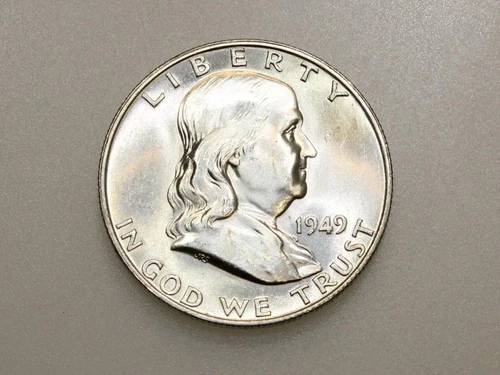 1949-D 50C FRANKLIN SILVER HALF DOLLAR GEM BU