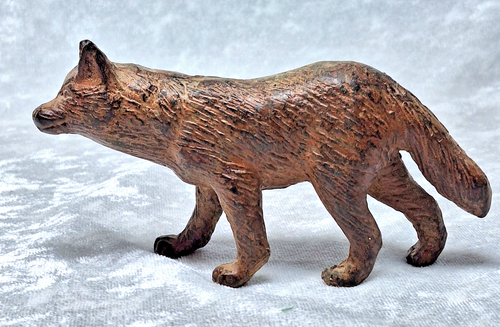 Estatua de lobo de bronce pintada en frío de la década de 1930 2,75" x 6" Alemania - Imagen 7 de 15