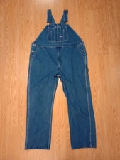 Big Smith Relaxed Fit Denim Bib Overalls Mens Sz 48X32 Blue Cotton B94028 SW