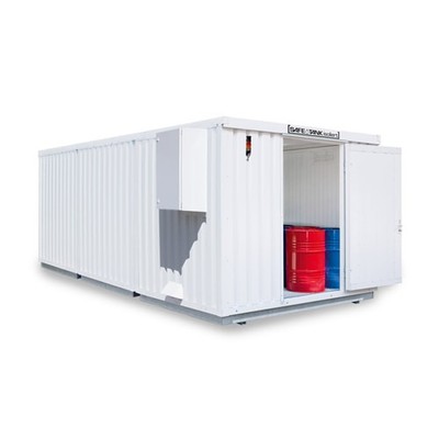 Gefahrstoffdepot / 19 qm / Auffangvolumen 3 x 1.030 l / mit Lüftersteuerung