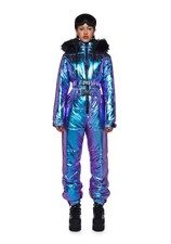 NWT Dolls Kill Club Exx Aurora Beam Snow Suit Iridescent Holographic Purple S