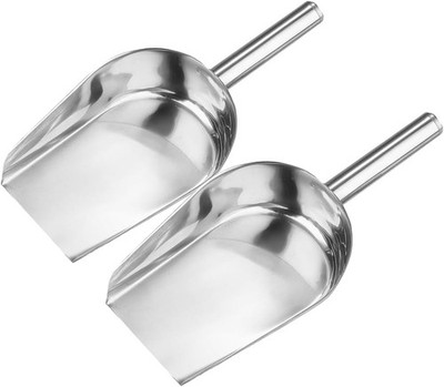 2Pcs Stainl Steel Ice Scooper: Flat Bottom Stainl Steel
