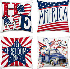4Th of July Pillow Covers 18X18 Decorations American Flag Patriotic Throw Pillow