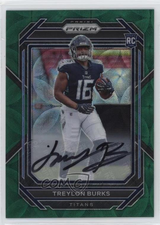 2022 Panini Prizm Rookies Green Scope /75 Treylon Burks #313 Rookie Auto RC 12tf