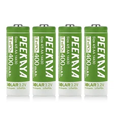 PEEKAYA (4-Pack) 14430 Rechargeable Battery LifePo4 3.2V 400mAh for Ourdoor G...