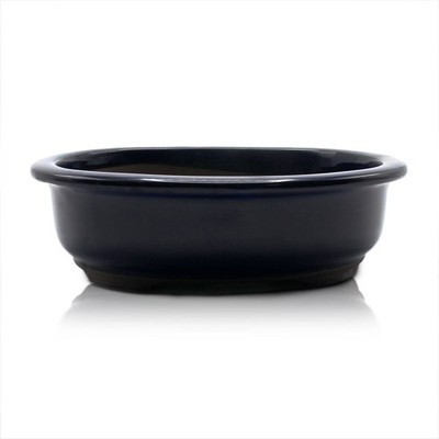Japanische Seto Ware Blau Namako Oval Tiefe Bonsai Topf 8 Go