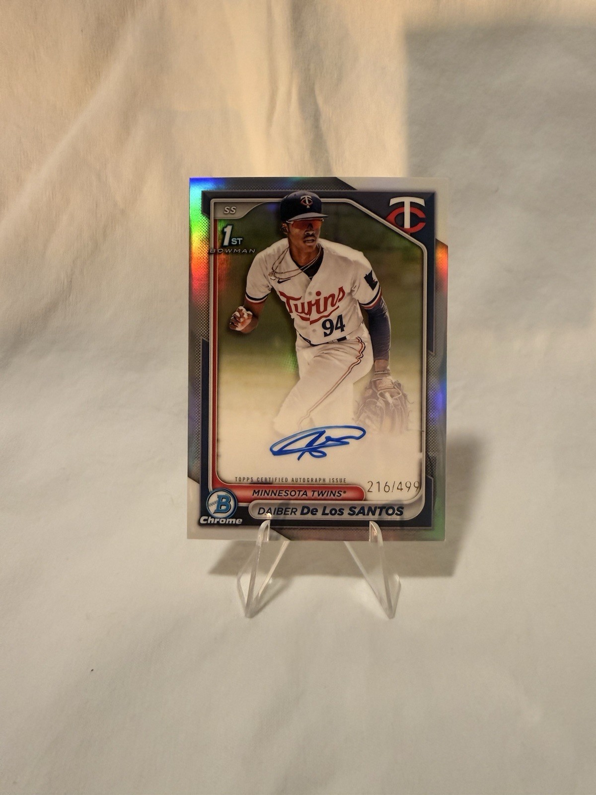 2024 Bowman Chrome Daiber De Los Santos 1st Refractor Auto /499 Minnesota Twins