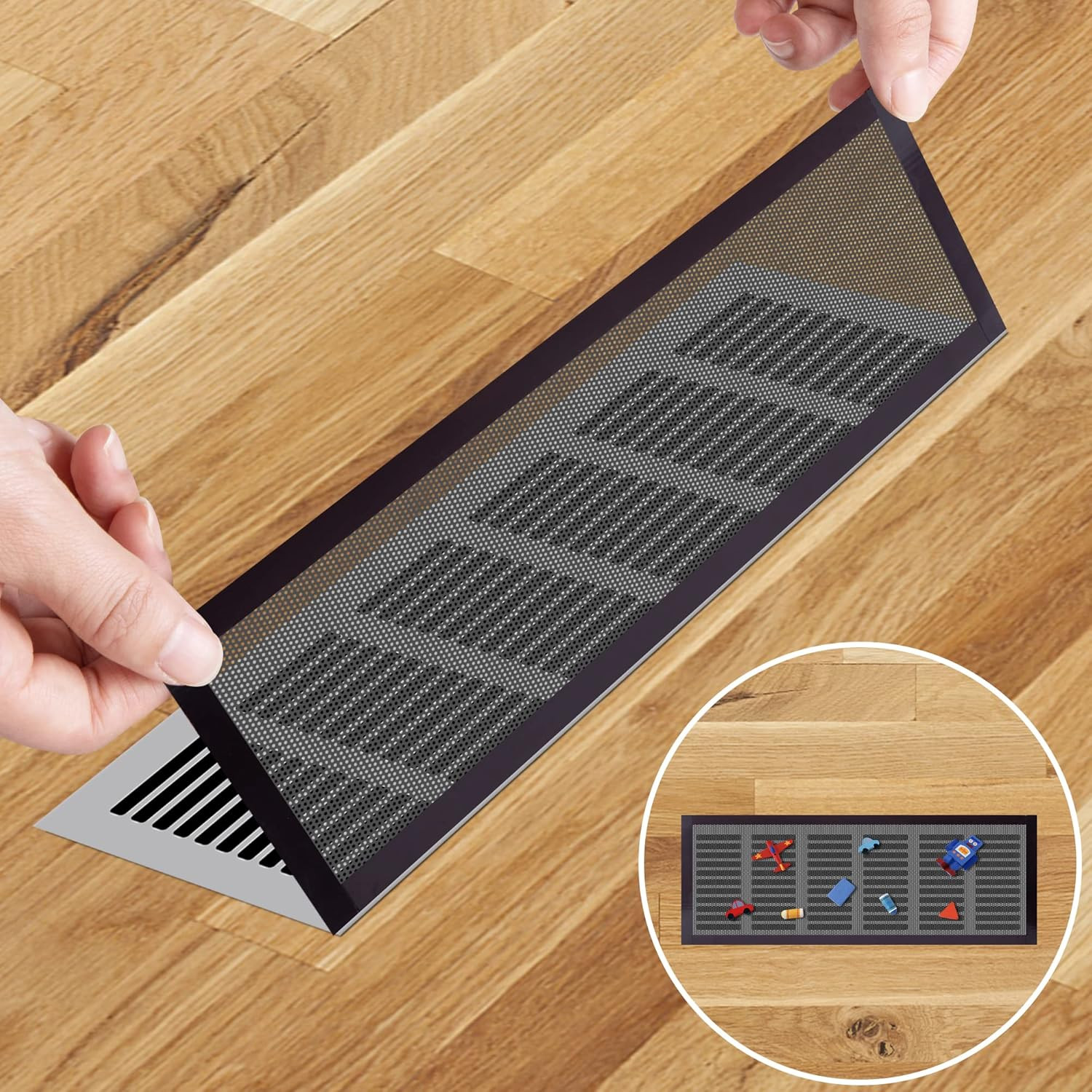как выглядит 8Pcs Floor Vent Mesh Covers, 4X12" Magnetic Air Vent Screen Register Trap, Recta фото