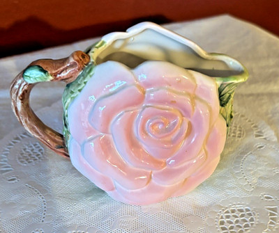 Pink Rose Ceramic Creamer Vintage Omnibus Japan Cottage Shabby Chic