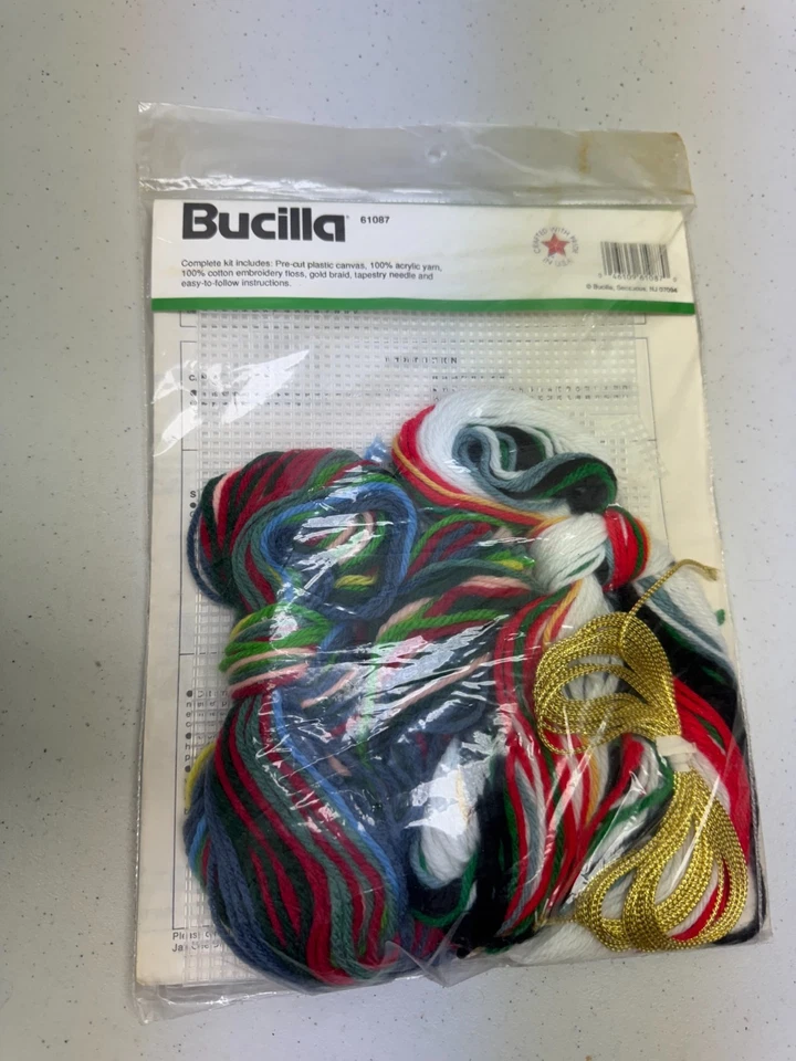 Vintage Bucilla Christmas Plastic Canvas Oldtime Santas Ornaments Set of 6 *NEW* - Image 3 of 4