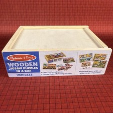 Vehicles 4in1 Jigsaw Puzzles Melissa  Doug 16 Pieces Each Complete Wood Box
