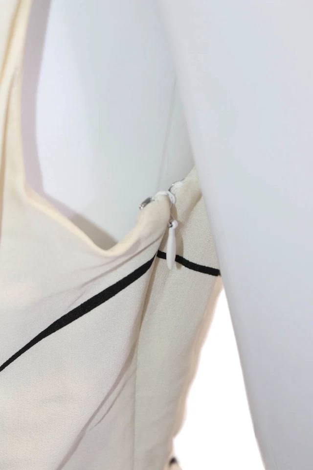 Diane Von Furstenberg Womens Beige Silk Geometric Sleeveless Wrap Dress Size 4 - Image 3 of 4