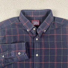 Untuckit Slim Fit Button Shirt Men's Medium Navy Plaid