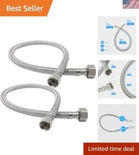 2-Pack 12-Inch 1Ft x 3/8" Comp x 1/2" FIP Faucet Hose Connector, Stainless S...