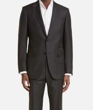 Zegna Men's Black Wool Solid Two-Button Trofeo Sartorial Suit Jacket Size 50R