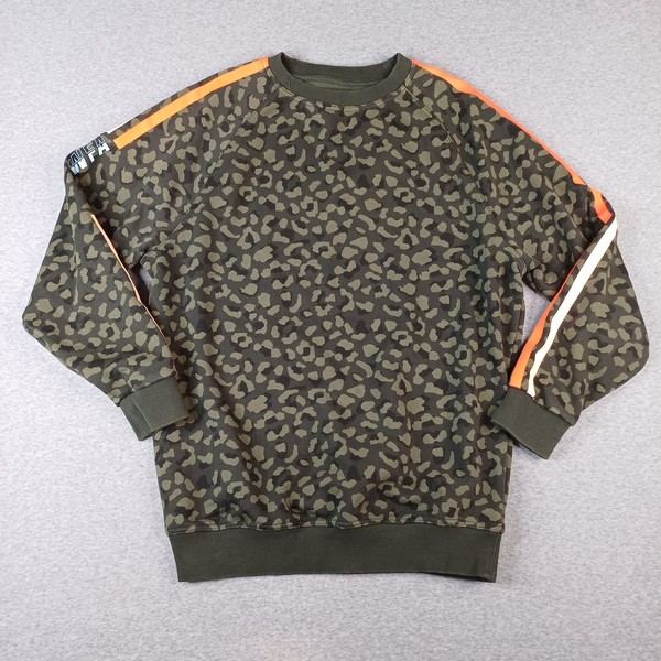SDX WFA Jumper Womens XS Green Animal Print Stripe Sleeve Sweatshirt Pullover