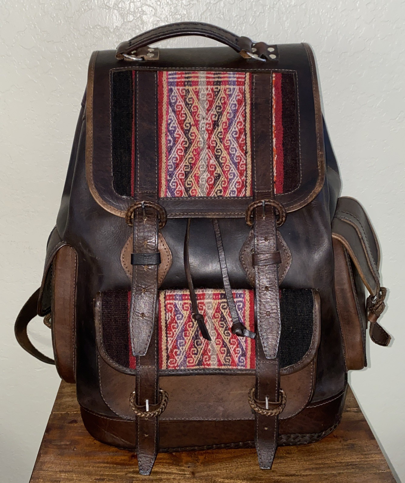 Moroccan Brown Leather Large Backpack - image 2