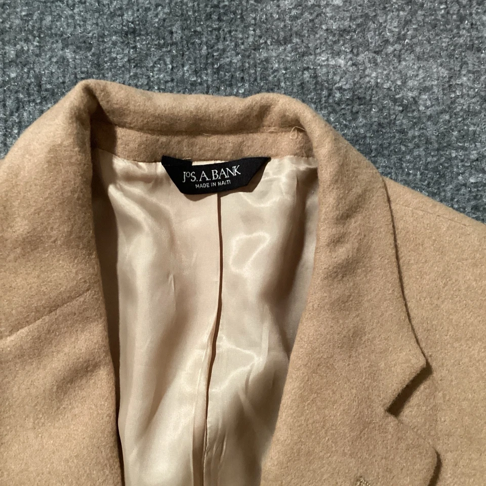 Jos банк Blazer мужской 40L желтовато-коричневый 100% верблюда волос 2 пуговицы Sport пальто куртка - Изображение 2 из 4