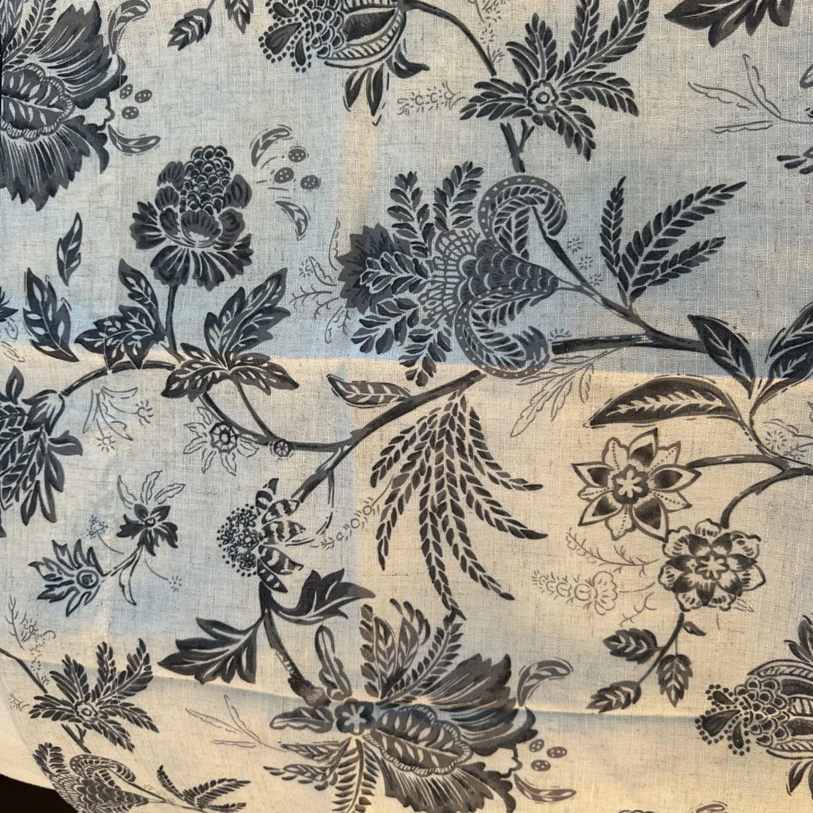 Floral Black Linen Tier 26x36L 2 Panels Rod Pocket Window Curtain