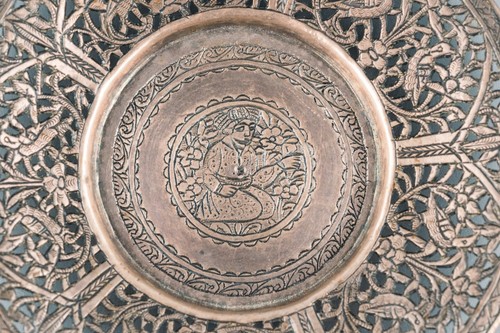 Antiguo platillo de plata chino mercado árabe período Brian Page Qing siglo XIX - Imagen 4 de 8