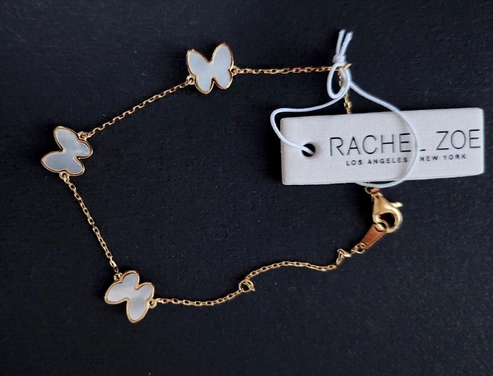 Rachel Zoe Mother of Pearls Pave Butterflies 18K Gold over