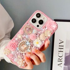 Fr iPhone 15 Pro Max/Pro/Plus 14 Bling Glitter Butterfly Diamond Shockproof Case