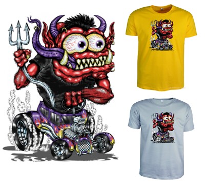 Comic T-Shirt Devil Grafik Drag Racing weirdo Kustom Auto Funshirt Tuning *1085