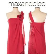 Max and Cleo • Red One Shoulder Shift Wrap Dress