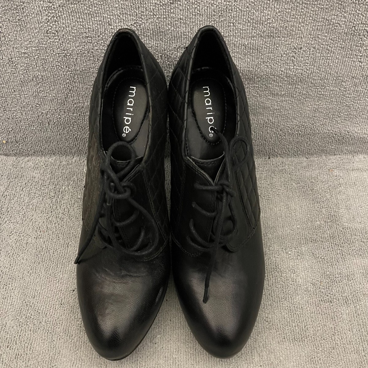 Maripe Womens Minnae Leather Lace-Up Embossed Stilettos Heels Pump Shoes  Size 8M