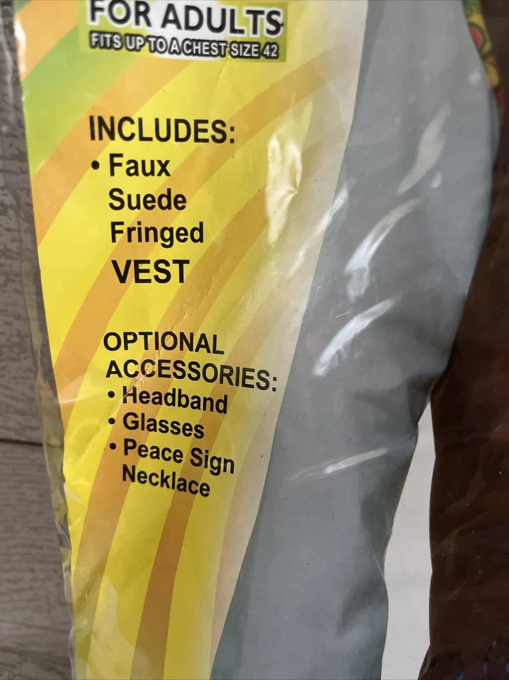 Forum Novedades Hombre Disfraz Hippie Chaleco Marrón Talla Única y Accesorios Foto 3 de 4
