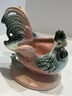 Vtg 50’s HULL USA Rooster Planter Pottery Pink Green Glazed #53 Country Cottage