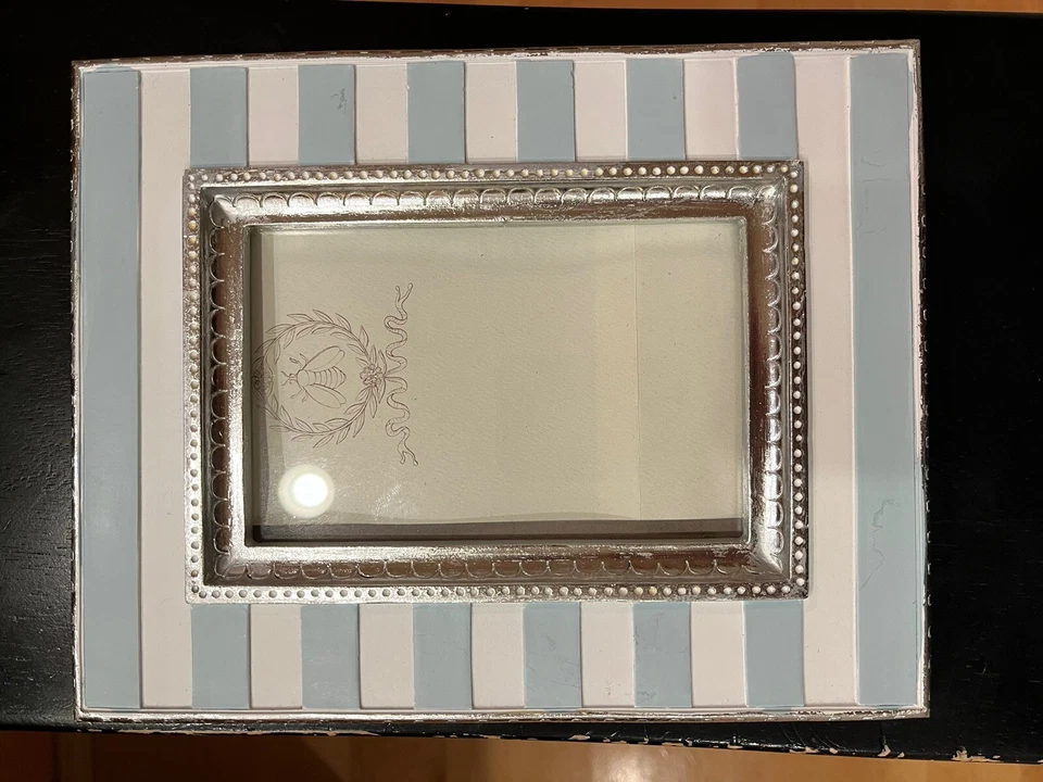 "2 marcos de colección SICURA Italia azul claro/blanco y plata 9,5""x7,5"" foto nueva sin etiquetas 6x4""" Foto 2 de 4