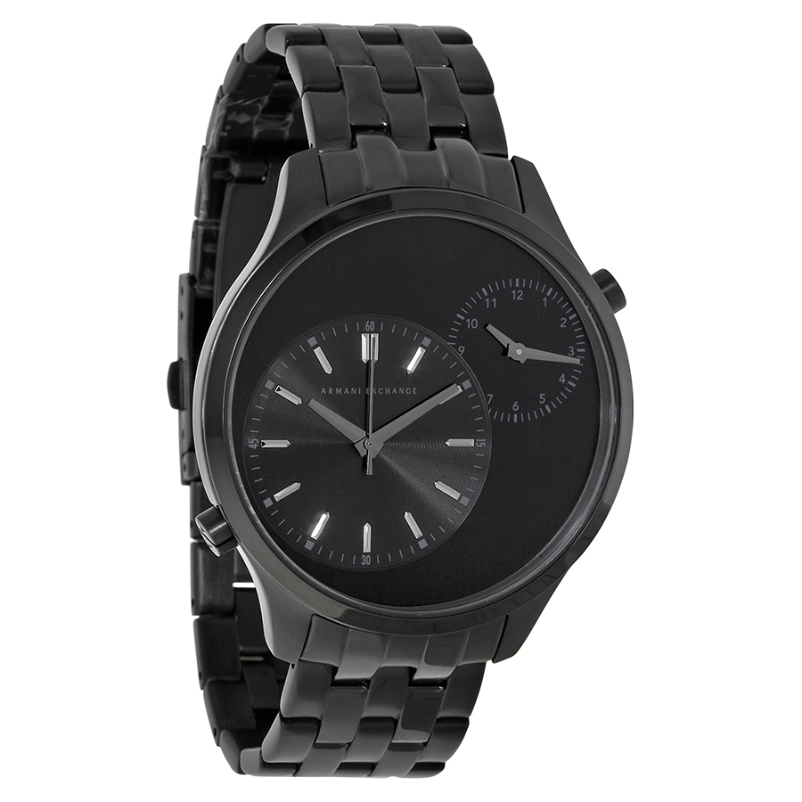 う*中様 ARMANI EXCHANGE クォーツ腕時計/レザー/BLK/AX2 NEW ARMANI EXCHANGE BLACK TONE,DUAL-TIME,ION-PLATED