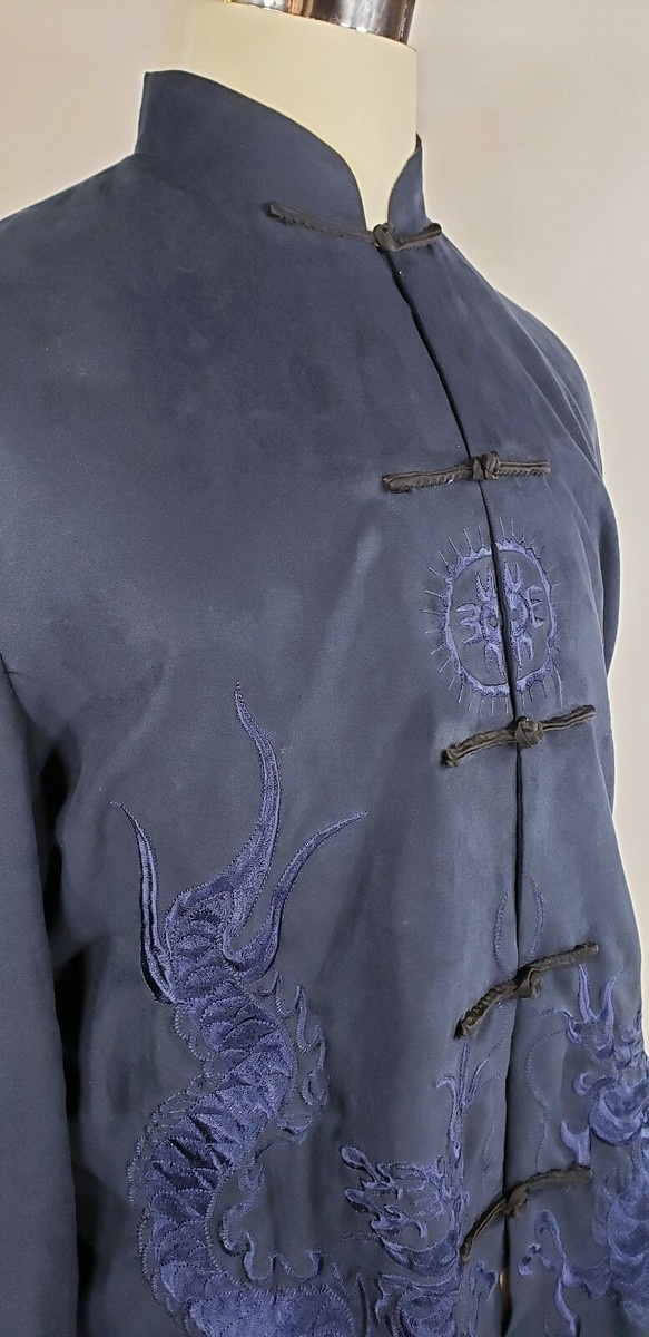 トップス dosa / mandarin jacket dark blue Beijiasi - Navy Blue Microfiber Mandarin Jacket - Heavy