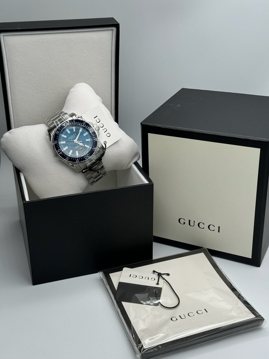 【正規品】定価10万超！GUCCI Dive YA13631ブルー文字盤 GUCCI YA136311 Men's Dive Blue Wristwatch 40mm | eBay
