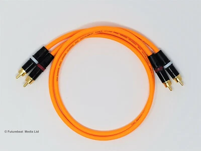 VAN DAMME NEUTRIK REAN RCA Cables Phono Lead Van Damme Pro Grade Gold Plated Pure OFC Orange 50cm