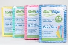 Multi Wipe | 50 Large J Cloths | 70% Poyester, 30% Wood Pulp | 50cm x 34cm