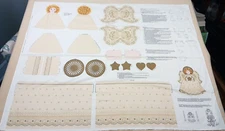 Vtg 80s Christmas Tree Topper Centerpiece Angel Cut Sew Fabric Panel Uncut #D21