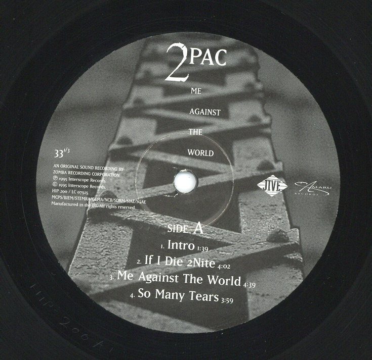 2PAC ME AGAINST THE WORLD レコード Tupac Shakur's Me Against The World Double LP Vinyl - 25th