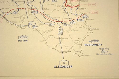 WWII Battle of Sicily Map Operation Husky Allied Invasion World War 2 Vintage - Picture 5 of 9