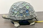 Vintage Tiffany Style-Stained Glass Turtle Portable Lamp Multicolor Night Light