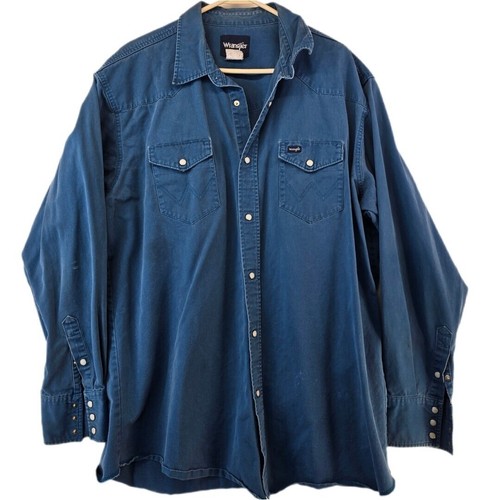 Camicia Wrangler Brushpopper Classic Fit A Righe, Bottoni A Scatto, Taglia 2XL, Nuova Con Etichette