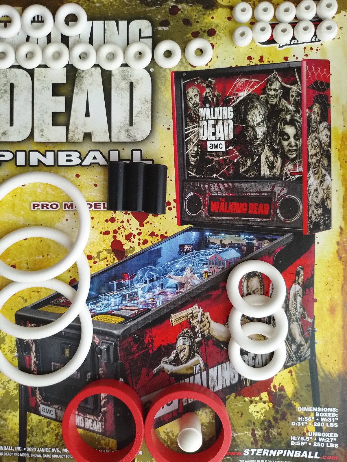 Kit elastiques Stern The Walking Dead Pro pour flipper en caoutchouc noir