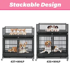 42 In Dog Whelping Box for Puppies & Stackable Heavy Duty Dog Crate Cage Kennel