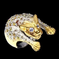 925 Sterling Silver Ring Round Sapphire Diamond Cut Tanzanite Gemstone Jewelry