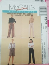 McCalls Pattern 2953 Classic Fit 3 Hour Front Pleat Pants Shorts Size 10 UNCUT