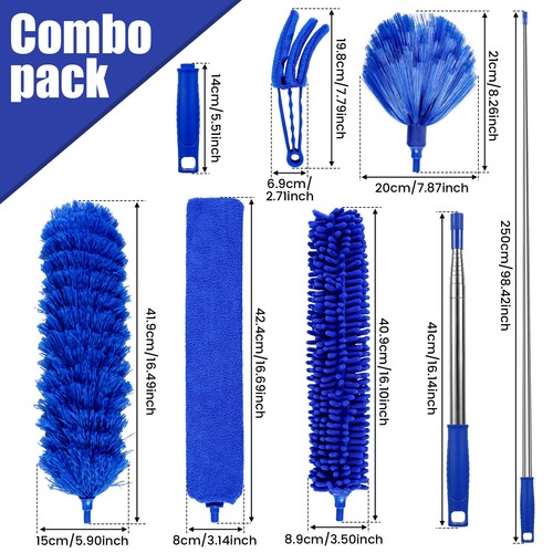 7Pcs Cleaning Duster Kit Detachable Feather Duster Kit with Gap Duster