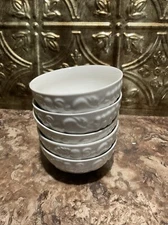 Philippe Richard FRUIT White Embossed Berry/Nut Bowl Lot Of 5