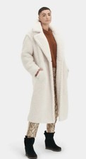 Ugg Gertrude Long Teddy Coat Winter White Xs - Rrp £230